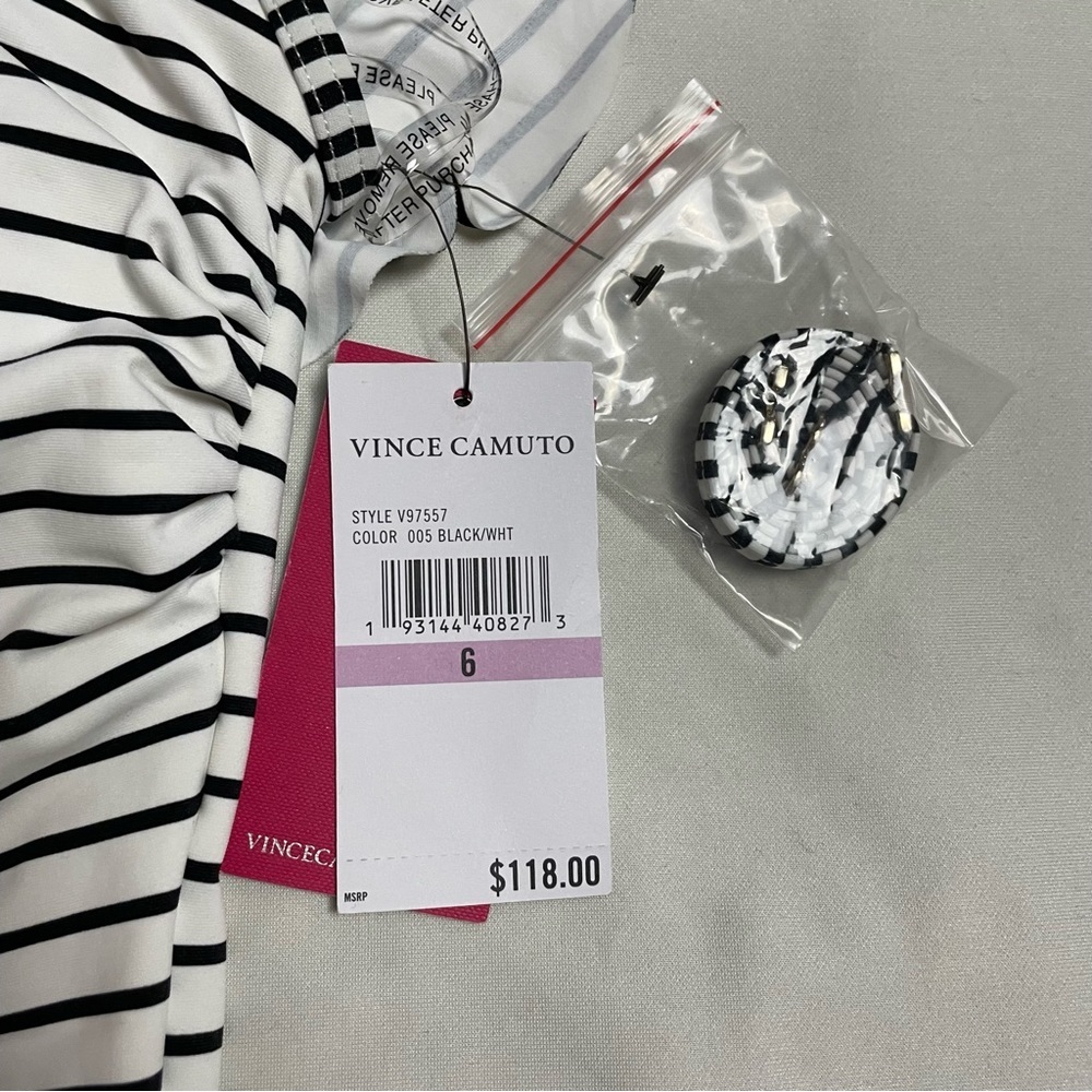 NWT $118 New Vince Camuto Ruffle Off the Shoulder One Piece Swimsuit Size 6 - Picture 8 of 9